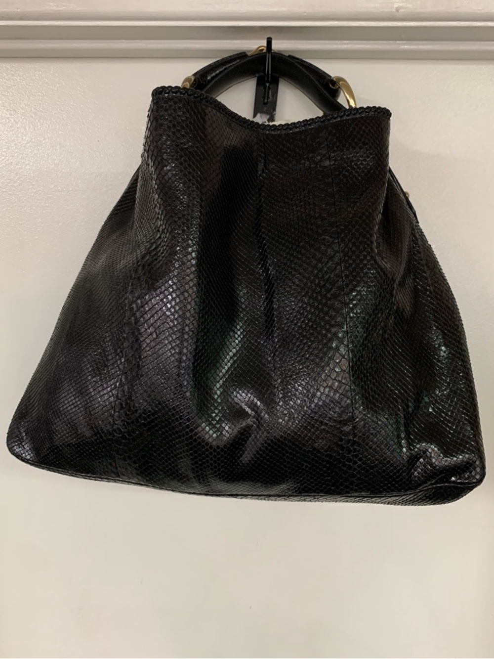 Gucci Horsebit Large Black Python Snakeskin Hobo Bag - Picture 14 of 16